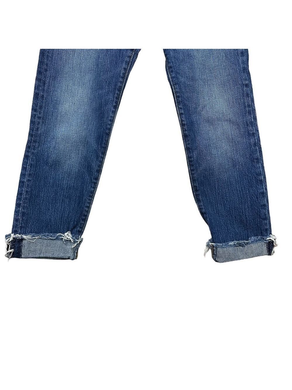 Levi's Blue Denim Midrise Jeans Wedgie Fit White Oak Cone Frayed Women Sz 27 - Picture 8 of 10